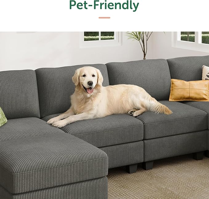 HONBAY Modular Sectional Sofa, Single Chair for Sectional Couch, Grey