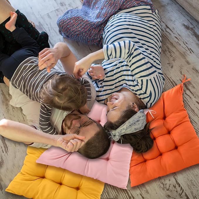 Geetery 12 Pcs Floor Pillows Bulk Seating Cushions for Floor Chair 15.7'' Large Meditation Cushion for Yoga Living Room Tatami Bedroom Balcony Office (Candy Color,Square)