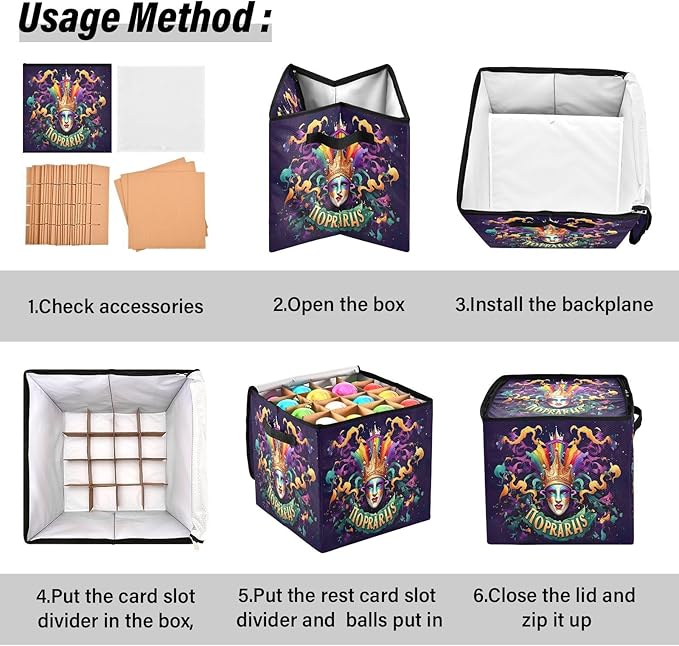 Kigai Carnival Mask Christmas Ornament Storage Box with Zipper & Adjustable Dividers Holiday Ornament Organizer Xmas Storage Container, 64 Balls