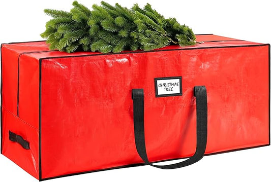 7.5 ft Christmas Tree Storage Bag, Fits Large Artificial Holiday Xmas Tree, Waterproof Material with Durable Reinforced Handles & Dual Zippers, Protects From Dust, Insects and Moisture, Red