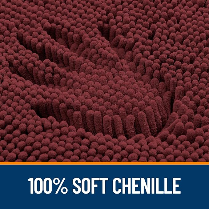 OLANLY Large Bathroom Rugs 47x32, Soft Absorbent Chenille Bath Rugs, Rubber Backing Quick Dry, Machine Washable Bath Mats for Bathroom Floor, Tub and Shower, Home Decor Accessories, Andorra Red-Brown