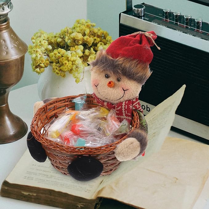 Outanaya Christmas Balls Ornaments Snowman Decor Candy Storage Basket Xmas Party Holder Random Style