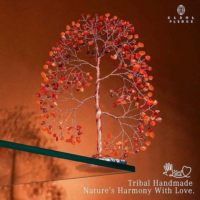 Crystal Tree of Life Birthday Gifts for Women, Men, Frineds, Handmade Carnelian Chakra Tree for Home, Room, Office Decor, Bring Money, Positivity, Reiki Healing, Good Luck, Gifts for Mom & Dad