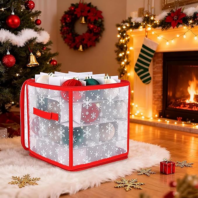 Christmas Ball Storage,with Handle 36 Slots Dustproof Waterproof Large Foldable,Christmas Decoration Ball Organizer - for Cabinet Under Bed Shelf Home Dorm Apartment Bedroom