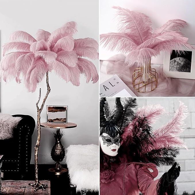 30pcs Old Pink Ostrich Feathers Natural Bulk 8-10inch(20-25cm) Vase Craft Wedding Home Party Centerpieces Christmas Day Decoration