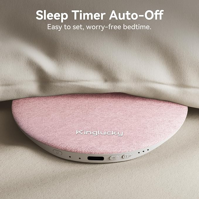 Kinglucky Pillow Speaker for Sleeping, Mini Bluetooth Speaker Under Pillow with Built-in Pink Noise White Noise Sound Machine for Sleeping, Headphone-Free Sleep Speaker for Side Sleeper Pink