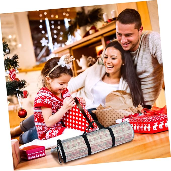COLLBATH Wrapping Paper Storage Bag Transparent Container for Packing Paper Organizer for Holiday and Christmas under Bed Storage