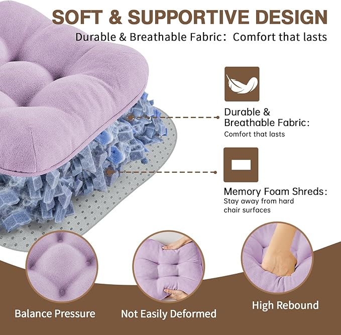 BETU Chair Cushions for Dining Chairs Set of 6,3.5" Thick Kitchen Table Chair Pads with Ties,Non Slip Backing and Covers, Seat Cushion for Dining Room,Bar,Patio Chairs,16"X16"X3.5",Purple