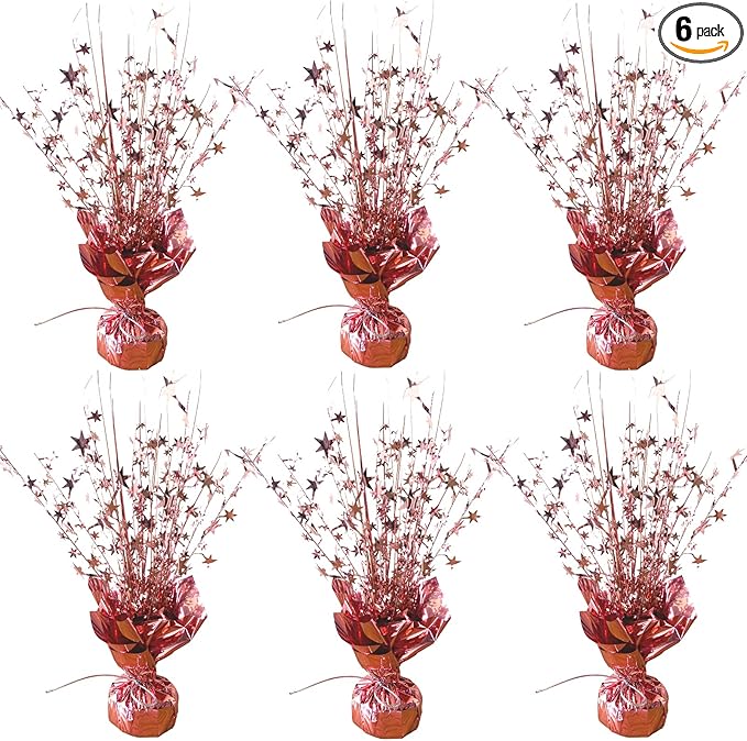 FUBININA 6 Pack Metallic Foil Spray Centerpiece Star Table Decoration Burst Table Centerpieces for Birthday Wedding Anniversary Graduation Holiday Party Supplies Decor, Rose Gold