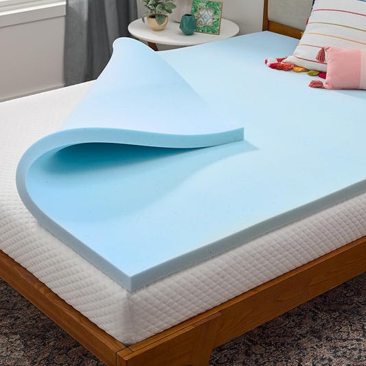 Linenspa Memory Foam Mattress Topper, Short Queen Size - 2 Inch Gel Infused Memory Foam - Plush Feel - Cooling and Pressure Relieving - CertiPUR Certified