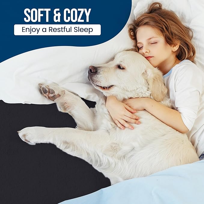 Full Size Mattress Protector Waterproof, Premium 200 GSM Terry Mattress Cover, Soft & Breathable Bed Cover, Fitted Sheet Style Stretchable Deep Pockets 15" by Utopia Bedding (Black)