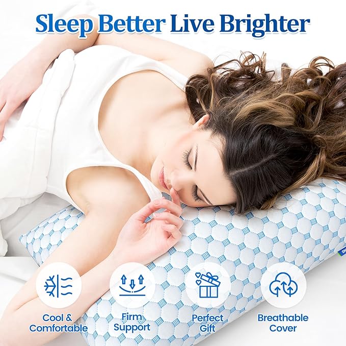 CloudBliss Cooling Bed Set of 2 Pillows for Sleeping, Shredded Memory Foam Pillows with Washable & Breathable Pillowcase, Adjustable Height Pillow for Side, Back and Stomach Sleepers, King Size
