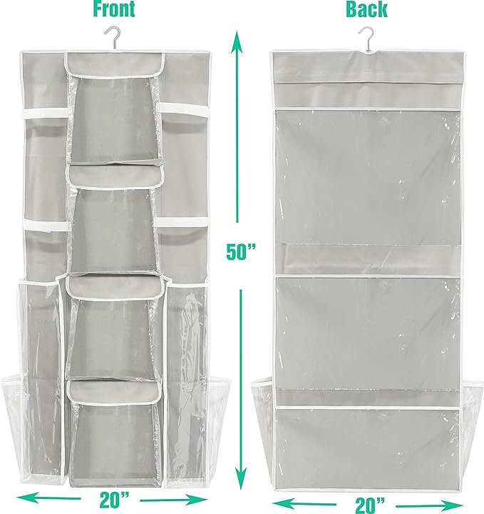 Simple Houseware Double-Sided Hanging Gift Wrap Organizer Storage Pockets, Gray (Set of 1)