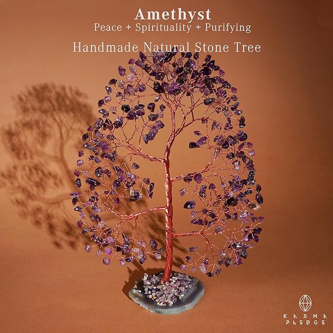 Crystal Tree of Life Birthday Gifts for Women, Men, Frineds, Handmade Amethyst Chakra Tree for Home, Room, Office Decor, Bring Money, Positivity, Reiki Healing, Good Luck, Gifts for Mom & Dad