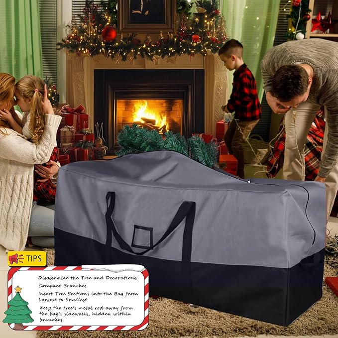 Christmas Tree Storage Bag, Fits Up to 7.5 Ft Artificial Trees, Heavy-Duty Waterproof Storage Bags with Reinforced Handles, Dual Zippers & Card Slot, 600D Oxford Extra Large Moving Bags