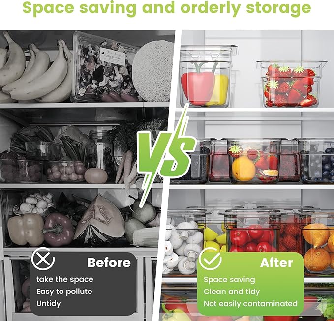 Plastic Clear Food Pan 1/6 Size Stackable Polycarbonate Pan with Capacity Indicator Restaurant Commercial Hotel Pans for Fruits Vegetables Beans Corns (6 PCS, 2.5'' Deep)