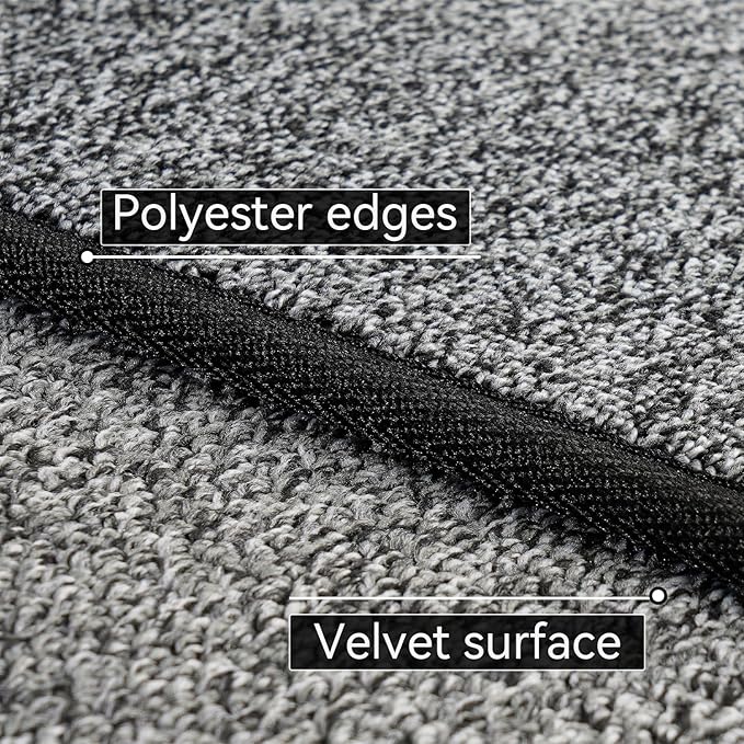 SUMLANS Kitchen Mat Set of 2 PCS, Cushioned Non Slip Rugs for Kitchen Floor, Absorbent Runner Comfort Standing Mats Washable for Kitchen, Office, Home (Black-Velvet, 17.3"x47"+17.3"x30")