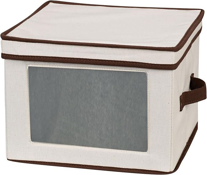 Household Essentials Dinner Plate Storage Box, Strong Frame and Handles, Windowed Panel, Fully Removable Lid, Stackable and Foldable, Perfect for Preserving Your Dinnerware