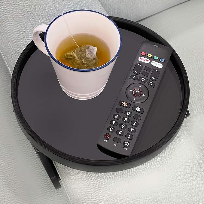 NDL Sofa Armrest Clip Table – No-Slip Couch Tray for Drinks, Snacks, Remote, Gamepads, Adjustable Armchair Table for Living Room, Bedroom, Dorm – Fits Most Armrests