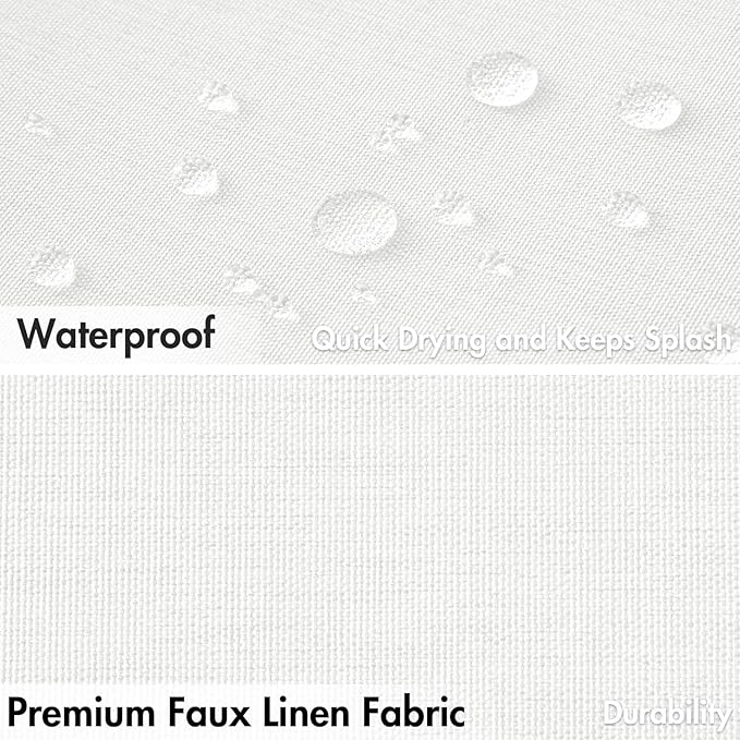 MIULEE 84" Long Scalloped Shower Curtain Linen Textured with 12 Metal Hooks Cute Extra Long Heavy Duty Washable Waterproof Cloth Shower Curtains with Black Border for Bathroom Hotel Bathtub,White