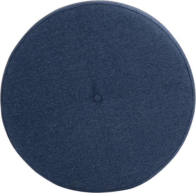 HomePop Large Round Storage Ottoman - Blue Woven Fabric