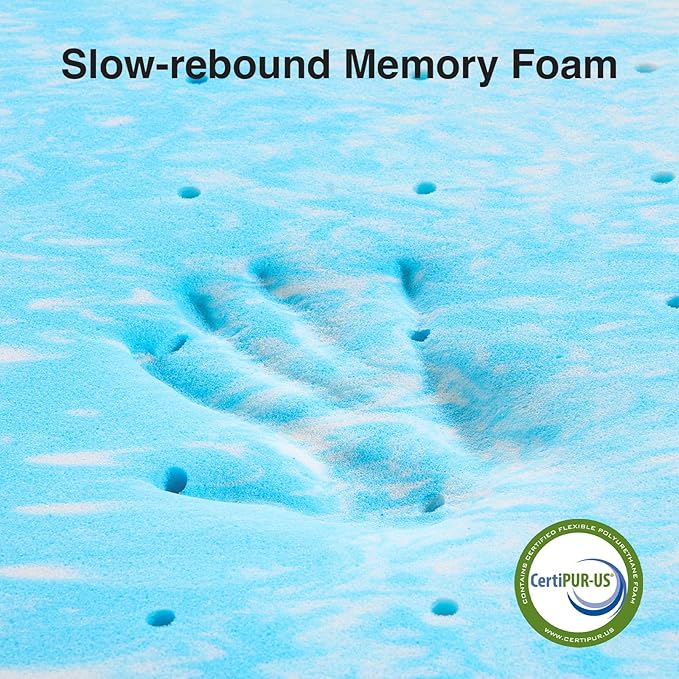 Novilla Memory Foam Mattress Topper Full - 2 Inch Cooling Gel Infused Memory Foam | Slow-Rebound Pressure Relief | CertiPUR Certified | Comfort for Sleeper Sofa, RV, Camper, Dorm Room