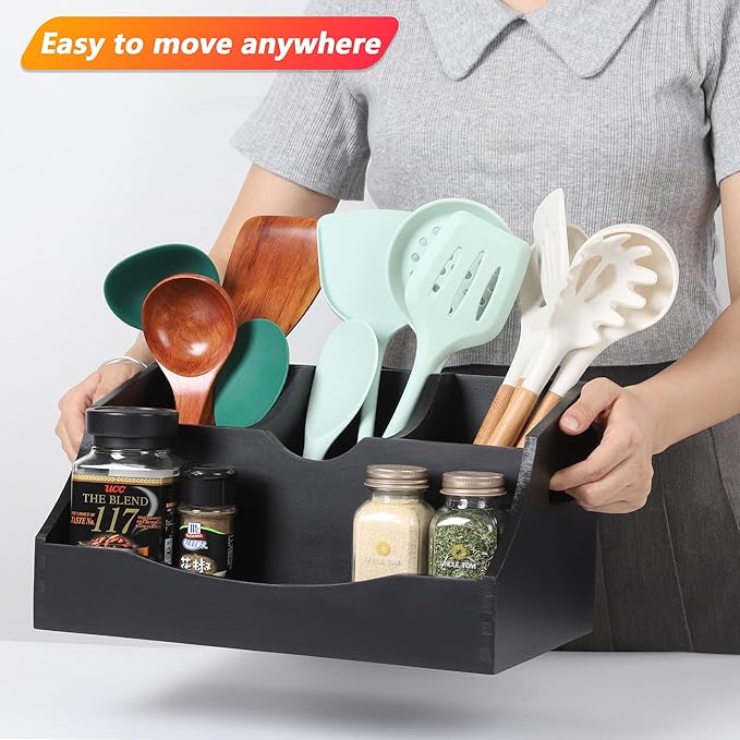 Innovation Utensil Holder Kitchen Utensil Organizer with Handle,Black