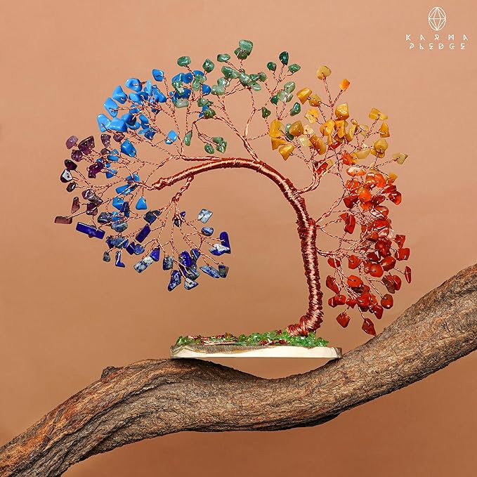 7 Chakra Tree of Life for Home, Office, Room, Wall Decor to Bring Money & Good Luck, Handmade Healing Crystal Tree Gifts for Women, Men, Mom & Dad, Unique Gifts for Birthday & Anniversary