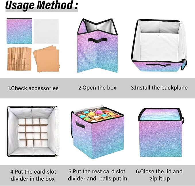 Pink Purple Christmas Ornament Storage Basket Box Winter Xmas Holiday Storage Container Cube with Adjustable Dividers for 64 Holiday Ornaments or Decorations Keeps Clean and Dry for Next Season