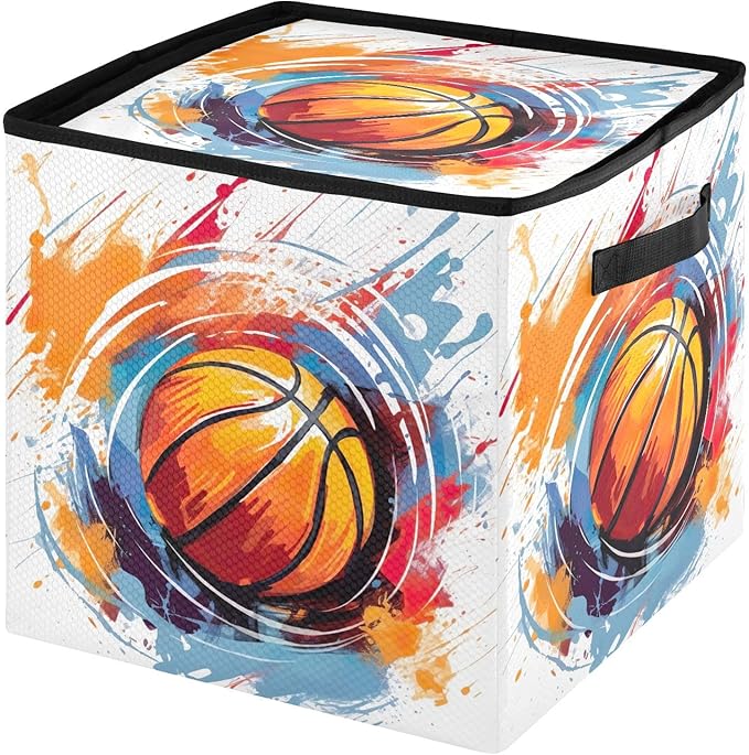 Kigai Basketball Painting Christmas Ornament Storage Box with Zipper & Adjustable Dividers Holiday Ornament Organizer Xmas Storage Container, 64 Balls
