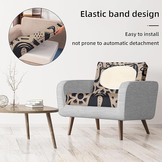 BIETYONE 8Pcs Stretch Patio Cushion Covers,for Outdoor Couch Cushion Covers Replacement,Outdoor Sofa Covers Patio Slipcovers Couch Cover,Washable Furniture Cover (Pigeon2, Cover Only)