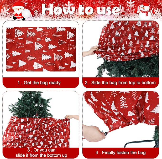 Yeshone 2 Pieces Large Christmas Tree Storage Bag with Drawstring for 7.5 Ft Trees Christmas Trees Covers for Upright Dust Proof Storage Containers(Tree)