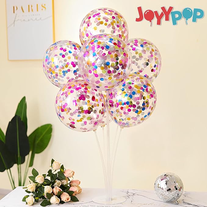JOYYPOP 8 Sets Balloon Stand Kit For Table, Balloon Sticks with Base Birthday Graduation Party Decorations Wedding