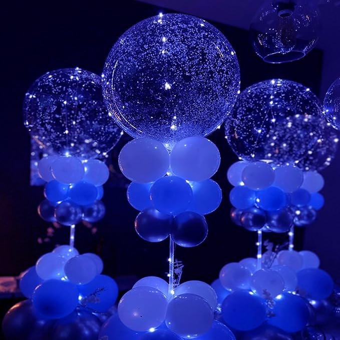 Lightsfever Blue 6pc LED Light up Balloon with sticks, stands and batterys, for tabletop no helium required DIY Kit (blue)