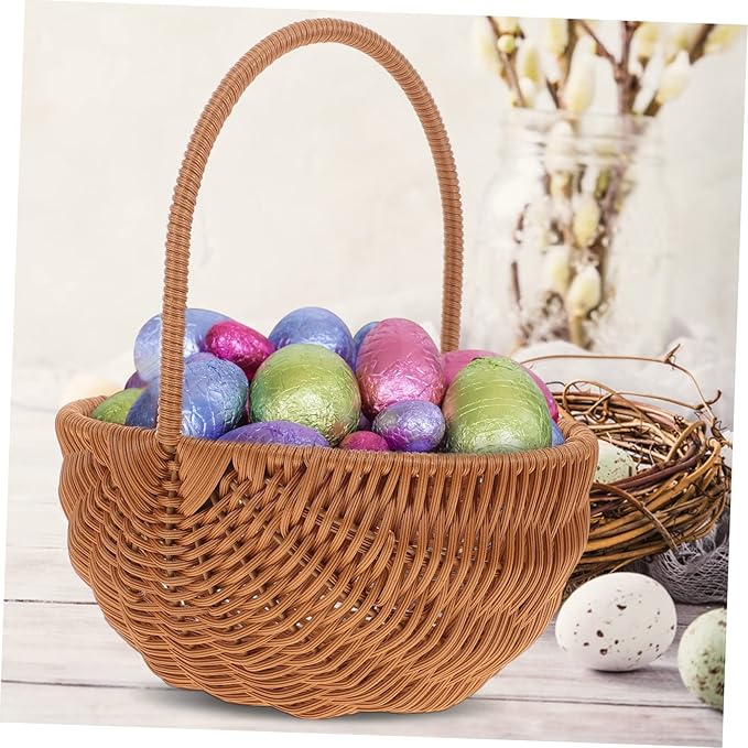 LABRIMP Rectangular Mini Woven Easter Basket with Handle for Storage Decorative Basket for Boys and Girls Parties and Home Organization for Candy and Items Storage
