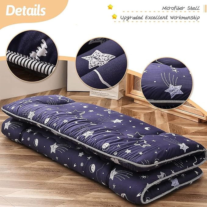 MAXYOYO Navy Star Futon Mattress Japanese Floor Mattress Tatami Floor Mat Foldable Cushion Portable Camping Mattress Kids Sleeping Pad Floor Lounger Couch Twin Size
