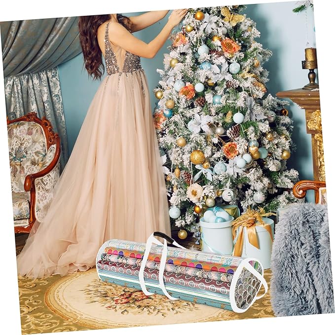 Christmas Wrapping Storage Bag Zip Closure Organizer for Wrapping Paper Bags and Holiday Decorations for Closet and Under Bed Storage