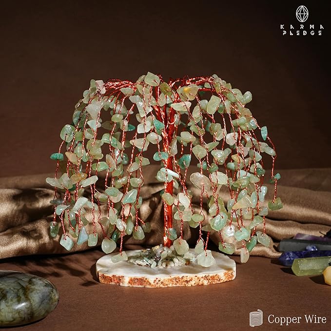 Chakra Tree of Life Birthday Gifts for Women, Home and Office Decor, Handmade Green Aventurine Crystal Tree for Money, Positivity, Reiki Healing, Spiritual Good Luck Gifts for Mom & Dad