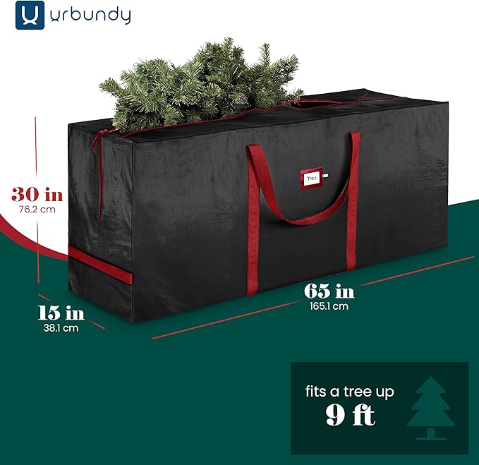 Heavy Duty Christmas Tree Storage Bag 9 Ft - Christmas Tree Bag Black - Tree Bags For Storage - Xmas Tree Storage Bag Holds 9 Ft Christmas Tree Bag For All Year Round Christmas Storage