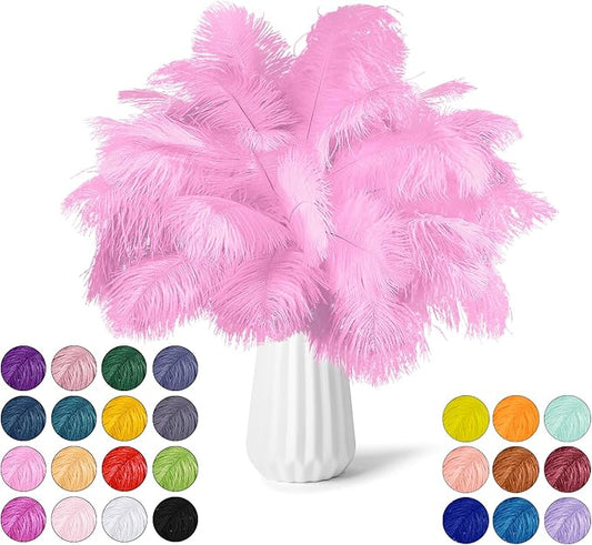 30pcs Pink Ostrich Feathers Natural Bulk 11-14inch(28-35cm) Vase Craft Wedding Home Party Centerpieces Christmas Day Decoration