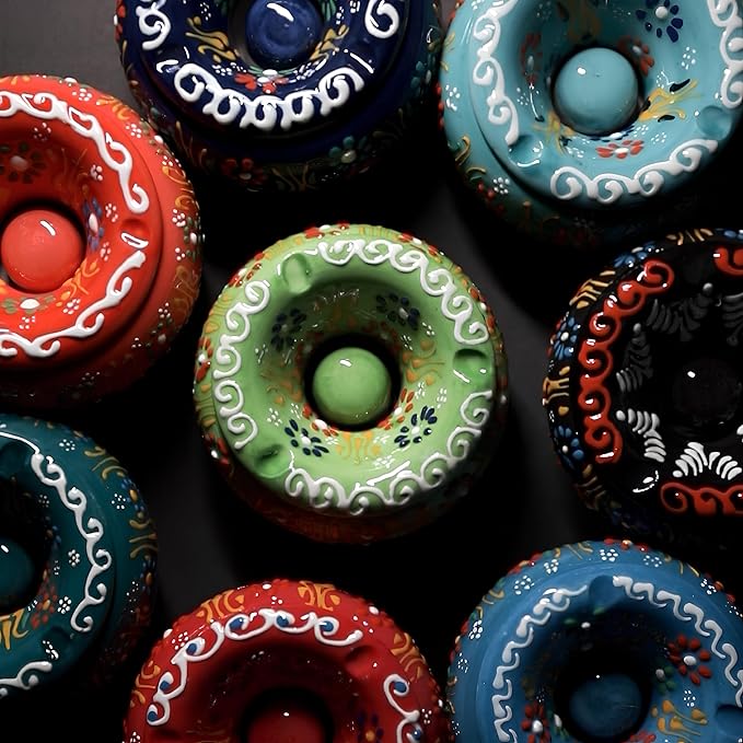 Decorative Ceramic Jar-Colorful Decorative Jar with Lid-Handmade Small Decorative Jar-Windproof Unique Jars-Turkish Home Decor (Lime Green)