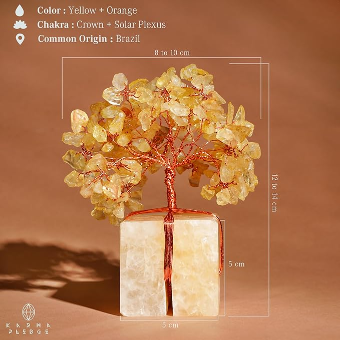 Chakra Tree of Life for Unique Gifts for Mom, Dad, Home and Office Decor, Handmade Citrine Healing Crystal Tree for Positivity, Money & Good Luck, Birthday Gifts for Women,Mens
