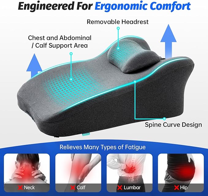 xiaomubiao Reading Pillow, Lumbar Support Pillow for Couch, Sofa Bed Support, Bed Pillow for Sitting up,Ergonomic Memory Foam Pillow for Acid Reflux & Back Discomfort, with Removable Cover Gray