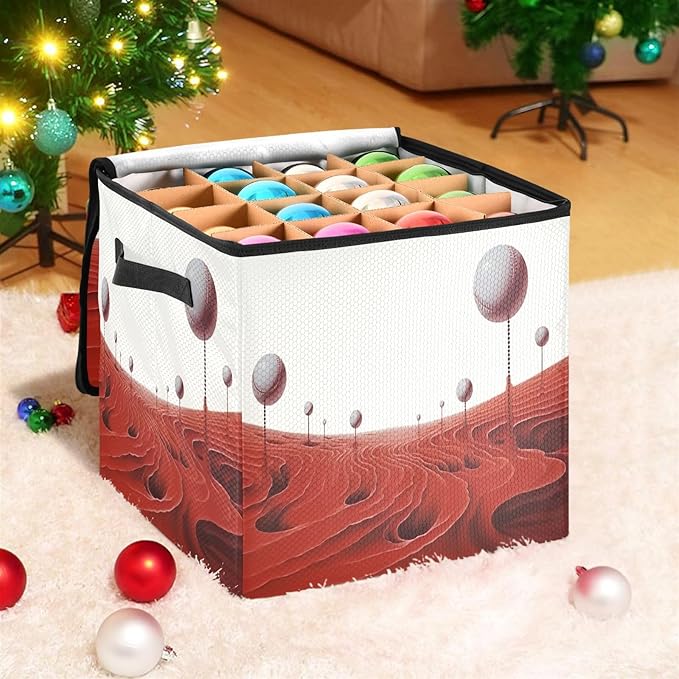 Kigai Baseball Christmas Ornament Storage Box with Zipper & Adjustable Dividers Holiday Ornament Organizer Xmas Storage Container, 64 Balls