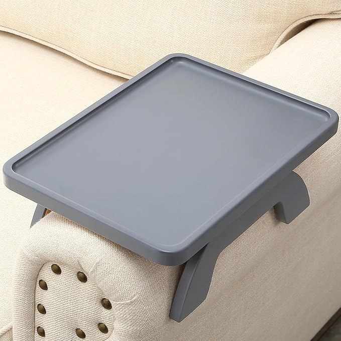 SINWANT Couch Arm Table,Sofa Arm Clip on Tray Tables,Bamboo Couch Armrest Table Suitable for Home Drinks/Eat/Fruit, Snack Chair Tray for Drink Eating