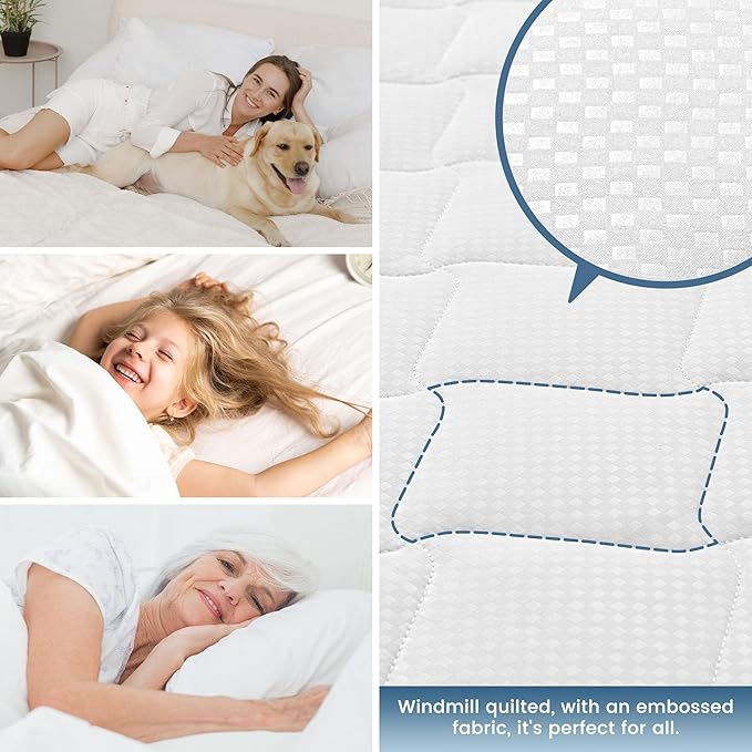 SLEEP ZONE Waterproof Mattress Protector Pad Twin XL Machine Washable, Breathable Mattress Topper with Deep Pockets, All-Season Use, Hotel Quality (Twin XL, White)