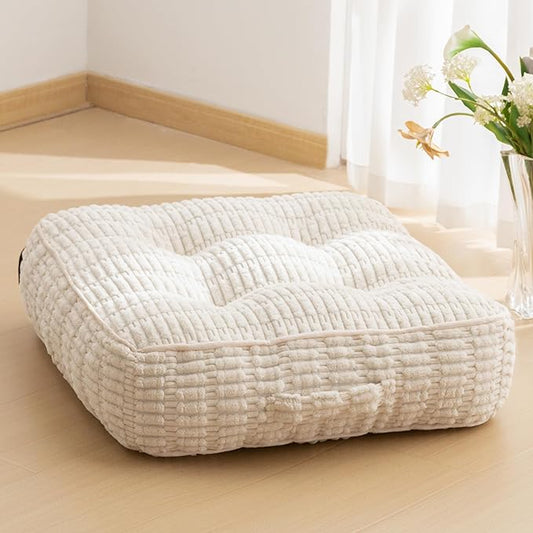 6" Washable Floor Pillow Cushion for Adults, Meditation Cushion Pillow, Removable Tufted Blended Corduroy Cover, Large Square Floor Sitting for Tatami Living Room or Yoga, 22x22 Inch, Machine Washable