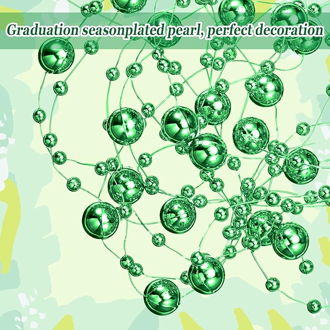 Tondiamo 24 Pcs Artificial Pearl String for Floating Candle Faux Pearls Beads String Garland Centerpiece Decoration for Vases Filler Wedding Spring Holiday Party Decor(Green)