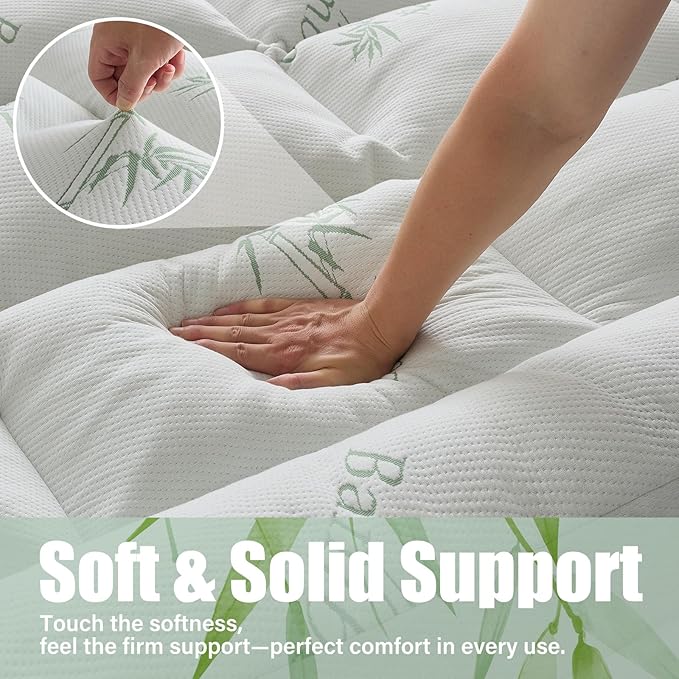 WhatsBedding 5 Inch Memory Foam Mattress Topper Twin Size, Viscose Made from Bamboo, Breathable Air Layer, Soft Thick Pillow Top Mattress Topper for Back Pain, 75x39x5in