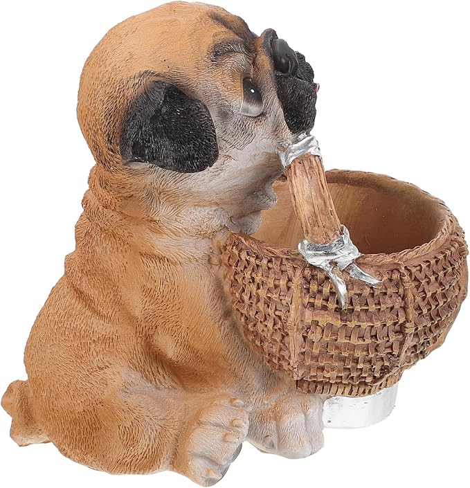 Cute Puppy Resin Key Holder Storage Basket for Home Entryway Decor Creative Dog Figurine Organizer for Keys and Items Unique